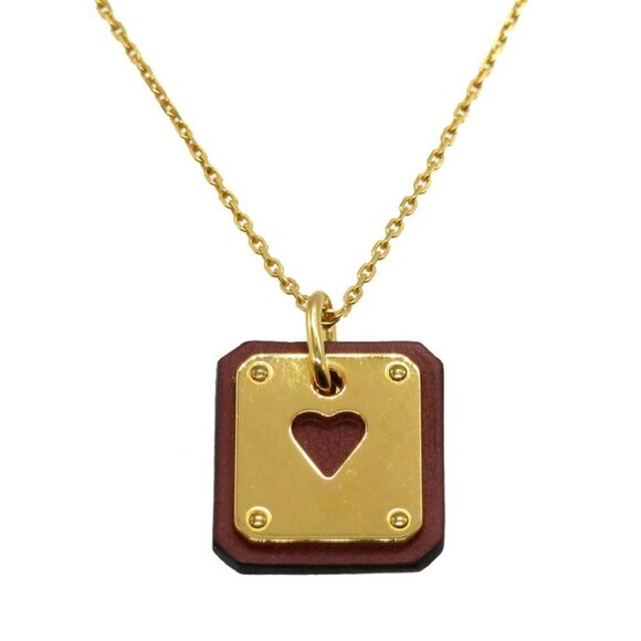 HERMES Gold Leather Necklace - Picture 1 of 5